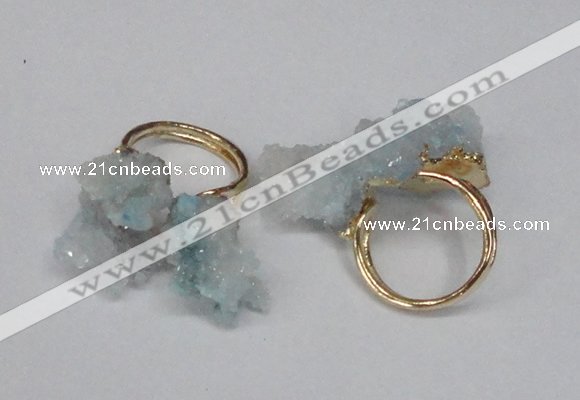 NGR97 15*20mm - 20*25mm nuggets plated druzy quartz rings