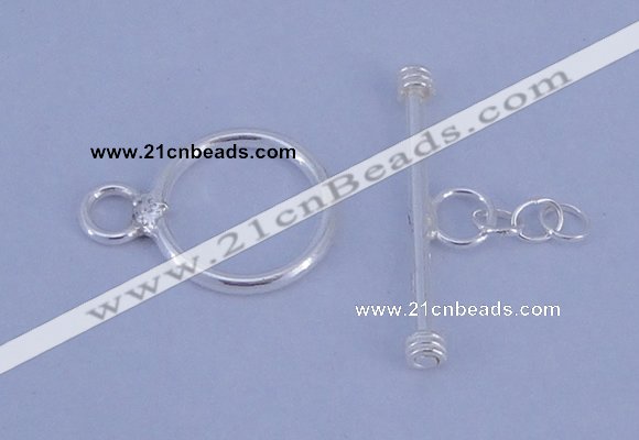SSC08 5pcs 10mm donut 925 sterling silver toggle clasps