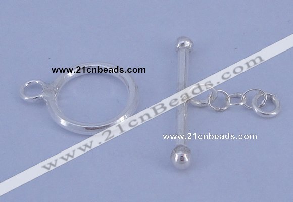 SSC09 5pcs 12mm donut 925 sterling silver toggle clasps