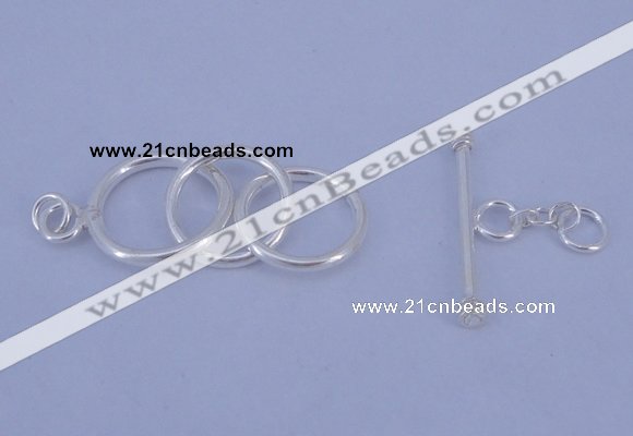 SSC15 5pcs 12mm - 14mm donut 925 sterling silver toggle clasps