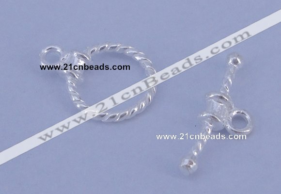 SSC18 5pcs 10mm donut 925 sterling silver toggle clasps