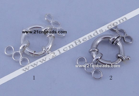 SSC211 5pcs three-strand 13.5mm 925 sterling silver spring rings clasps