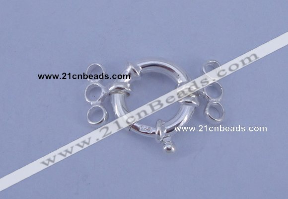 SSC212 5pcs three-strand 14.5mm sterling silver spring rings clasps