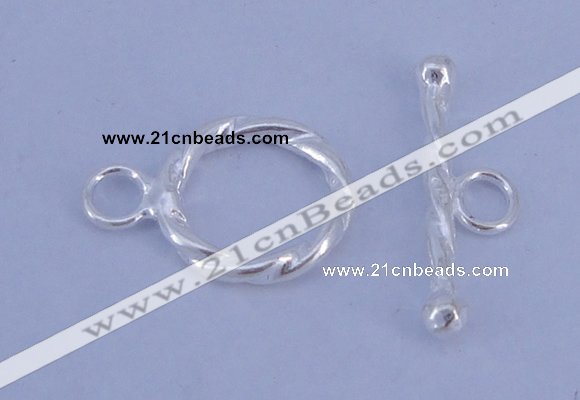 SSC23 5pcs 11mm donut 925 sterling silver toggle clasps