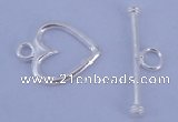 SSC28 5pcs 11*14mm heart 925 sterling silver toggle clasps