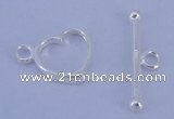 SSC30 5pcs 10*13.5mm heart 925 sterling silver toggle clasps